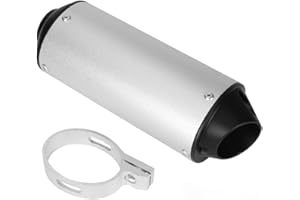 CMIYETO 32mm Exhaust Pipe Muffler Silencer & Clamp Motorcycle for 50cc 70cc 90cc 110cc 125cc 150cc 160cc for Honda Yamaha Kawasaki Taotao Sport-B Pit Bike Dirt Bike 4 Wheeler ATV Quad Motocross Silver
