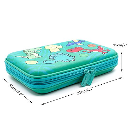 Cute Dinosaur Hardtop Pencil Case - Kids Large Colored Pen Holder Box With Compartments - Toddlers Boys Pencil Pouch Bag Stationery Organizer