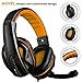 DLAND Gaming Headset, 3.5mm Wired Bass Stereo Noise Isolation Gaming Headphones with Mic for Laptop Computer, Cellphone, PS4 and so on- Volume Control (Black and Orange)thumb 1