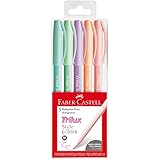 Caneta Esferográfica, Faber-Castell, Trilux Style Colors, 5 Cores Pastéis