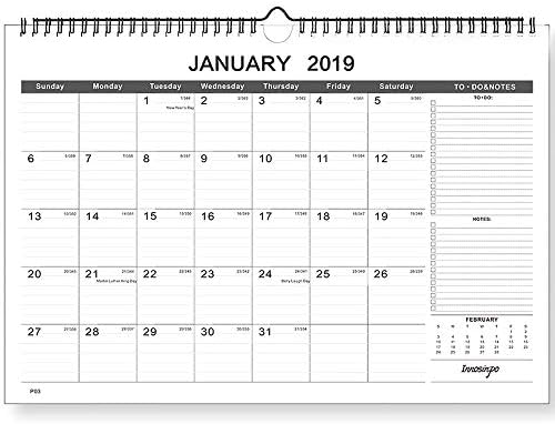 Home Planner Calendar 2018-2020 Month-to-View Family Organiser Monthly Wall Calendar, Starts November 2018 Until February 2020,17" x 12"