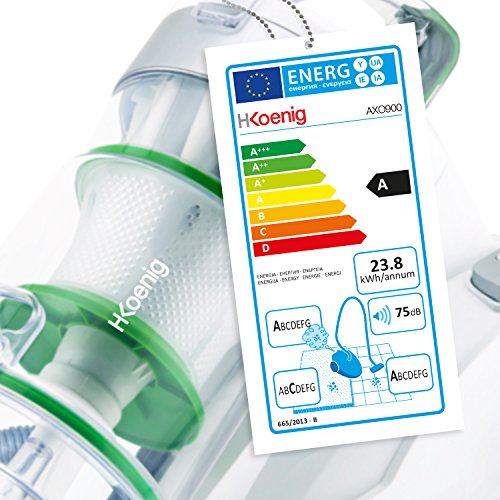 HKoenig-Aspirateur-sans-sac-multicyclonique-traineau-AXO900-classe-energetique-AAA-blanc-Silencieux-Puissant-Efficace-pour-tapis-et-sols-durs-inclus-brosse-poussiere-et-suceur-plat