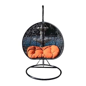 Amazon.com : Egg Nest Shaped Wicker Rattan Swing Chair Hanging Hammock 2 Persons Seater - Black 