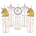 Big Dot of Happiness - Rainbow Unicorn - Paper Straw Decor - Magical Unicorn Baby Shower or Birthday Party Striped Decorative Straws - Set of 24