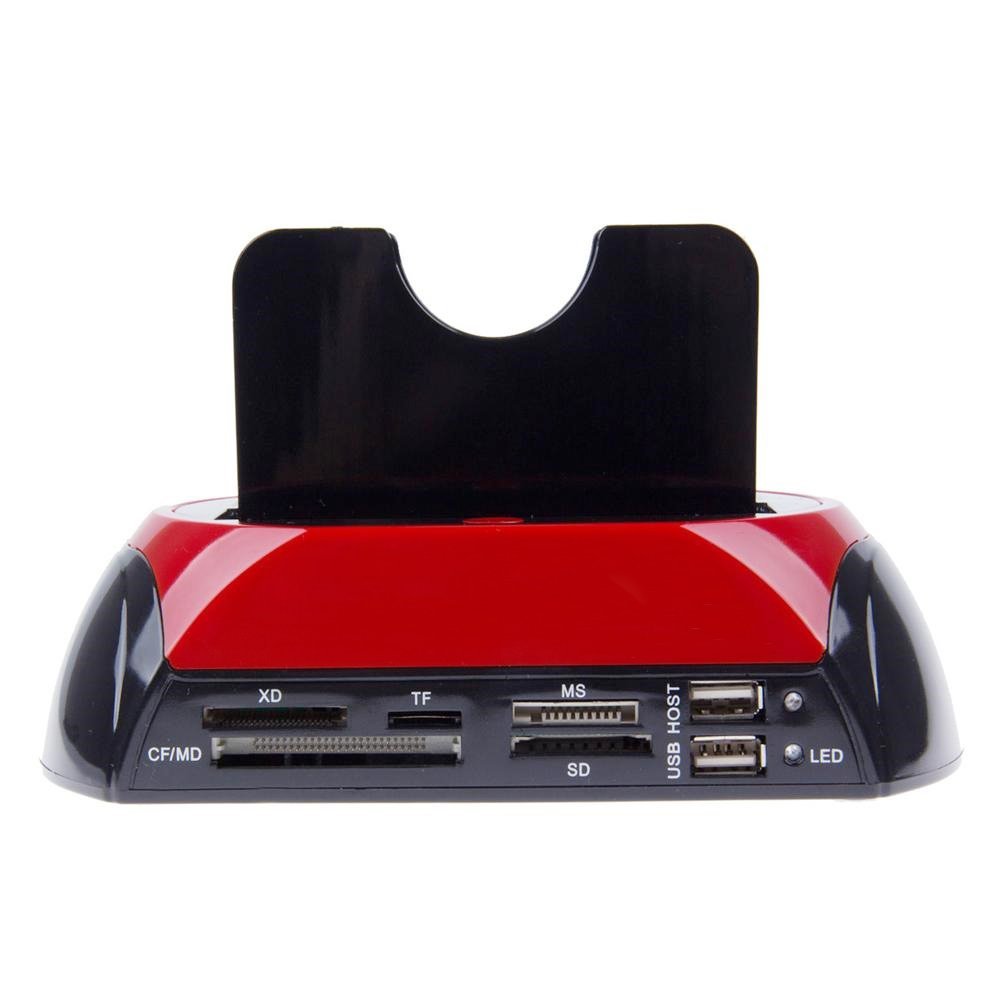 All-in-One Dual SATA/IDE HDD 875J Docking Station with One Backup Button for 2.5"/3.5" SATA/IDE HDD (Black + Red)