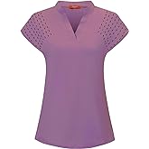 Felisou Womens V Neck Golf Polo Shirts Short Sleeve Sport Shirt Workout Tops