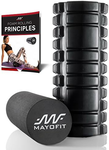 Mayofit Foam Roller / Yoga Roller - Deep Tissue Massage, Trigger Point Foam Roller for Relief of Back Pain, Aching, Tight Muscles Related to Sport and Exercise. 2-Piece for Beginner and Advanced By