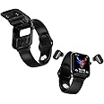 X8 2 in 1 Smart Watch with Earbuds Smartwatch TWS Bluetooth Earphone Health Monitor Sport Watch Fitness Tracker (X8-Black)
