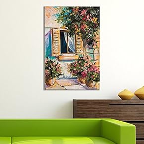 of Portrait of a Window with Flowers Oil Painting