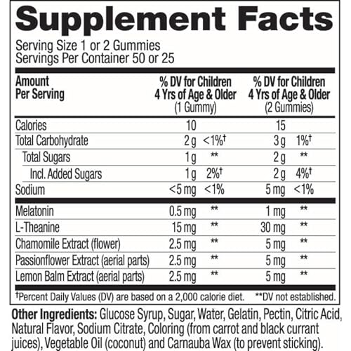 OLLY KIDS SLEEP GUMMY, 0.5MG MELATONIN, L THEANINE, CHAMOMILE, AND LEMON BALM, CHILDRENS CHEWABLE SUPPLEMENT, RASPBERRY – 50 COUNT