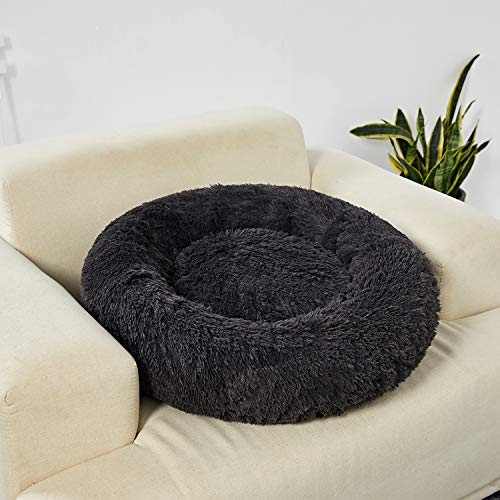 ANWA Medium Washable Dog Round Bed, Dog Donut Bed Medium Dog, Plush Dog Calming Bed