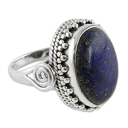 NOVICA Lapis Lazuli .925 Sterling Silver Handcrafted Cocktail Ring, 'Majestic Blue'