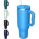 34HD 40 oz Stainless Steel Tumbler - Leakproof Insulated Water Bottle with Handle, Magnetic Lid and Flexible Straw - Iced for 48 Hours – Perfect for Men, Women, Birthday Gift, Blue - Ocean Breeze