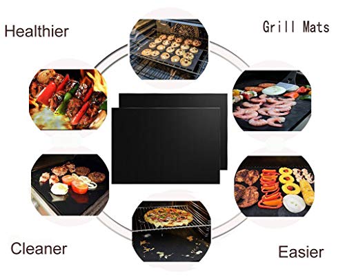 image for Convallaria 8 Pcs Black Gas Stove Burner Covers + 2 Barbecue Mat + 1 D