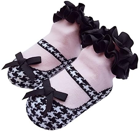 Vimuntado Baby Girls Bootie Sock Cotton Newborn Infant Ruffle Lace Bow Socks 12m (0-12 Months, SOCKAD012)