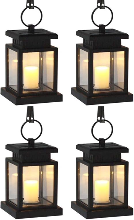 Amei Solar Lantern Solar Led Candle Light Outdoor Hanging Solar Garden Light Solar Powered Umbrella Lights With Clamp For Yard Patio Umbrella Garden Deck Lighting Decoration Auto On Off 4 Pack