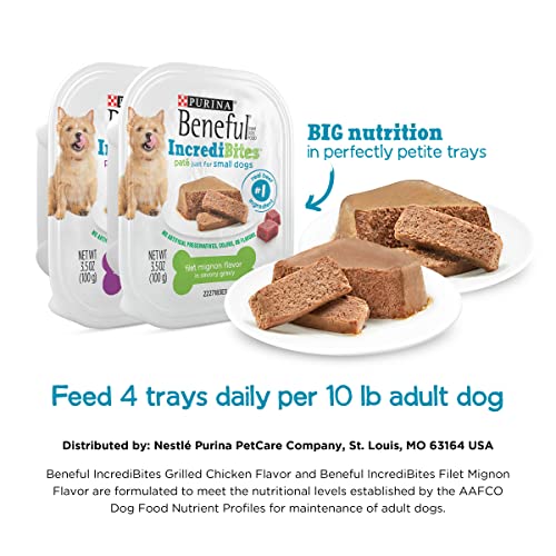 BENEFUL INCREDIBITES GRILLED CHICKEN FLAVOR AND FILET MIGNON FLAVOR WET FOOD FOR SMALL DOGS VARIETY PACK – 3.5 OUNCE (PACK OF 12)