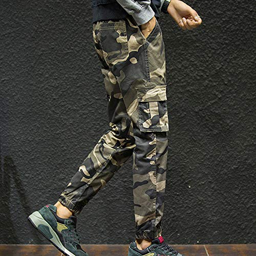 Yoga Pants for Women,Mens Fashion Camouflage Pocket Nine Points Small Feet Looser Casual Pant,Women's Activewear,Khaki,X