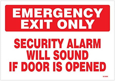(2 Pack) Emergency Exit Only Sign, Self Adhesive 7 X 10" 4 Mil Vinyl Decal - Indoor & Outdoor Use - UV Protected & Waterproof - Sleek