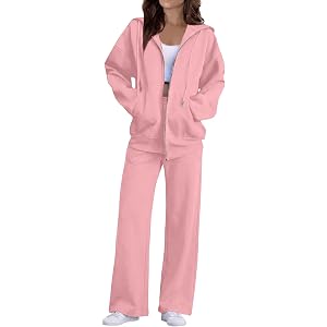 ASUIU Sweatsuits Women 2 Piece Outfit Zip Up Hoodie and Sweatpants Set Fall Long Sleeve Tracksuit and Wide Leg Sweatpants