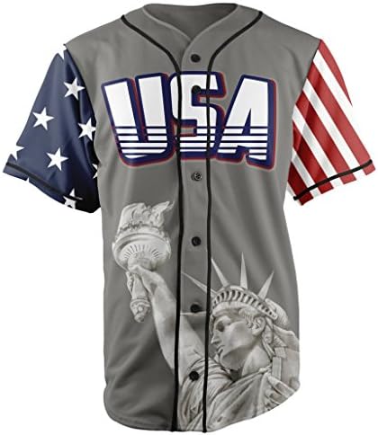 Greater Half Custom Baseball Jersey Button Down USA Grey Trump #45 (Small-4XL)