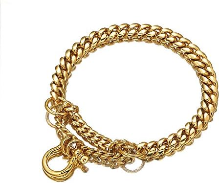 Jewelry Kingdom 1 Dog Gold Collar 14mm Stainless Steel No Pull Dog Collar pet Chain 10-24inch