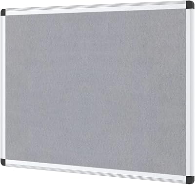 VIZ-PRO Notice Board Grey Felt 90x60 cm with Aluminium Frame