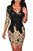 made2envy V Neck Sparkling Sequins 3/4 Sleeves Bodycon Mini Dress