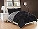 Elegant Comfort All Season Comforter and Year Round Medium Weight Super Soft Down Alternative Reversible 3-Piece Comforter Set, King, Black/Grey