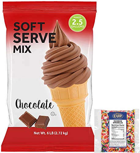 Clabber Girl Chocolate Soft Serve Ice Cream Mix 6 Pound with By The Cup Rainbow Sprinkles