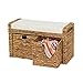 Household Essentials Entryway Wicker Cushioned Storage Bench with Shoe Cubes, Natural