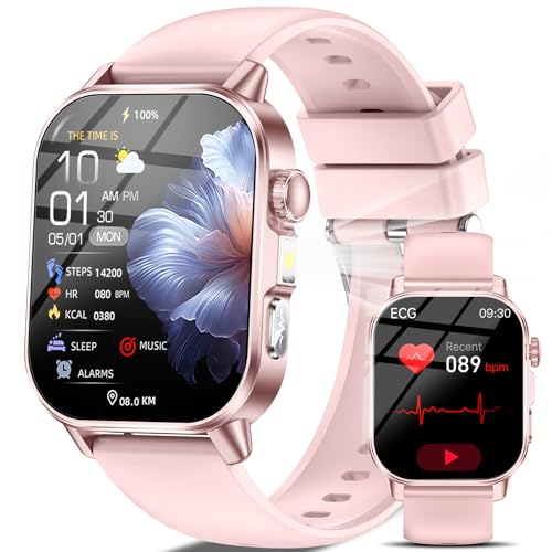 2026 Nuovo Smartwatch Donna con ECG/Pressione Sanguigna/Sonno/Acido Urico/Temperatura/HRV/Cardiofrequenzimetro/BMI/Emozioni/Fatica, 2,0"Orologio Salutare con Torcia LED/Funzione Telefono/Pulsante SOS