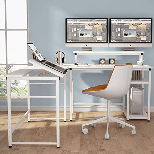 Tribesigns LShaped Computer Desk with Monitor Stand Riser, 70.8 inches