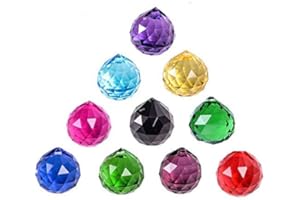 MerryNine 40mm Mixed Colorful Crystal Ball Prism with Drilled Hole Sun Shine Catcher Rainbow Pendants Maker, Hanging Crystals Prisms for Windows, for Feng Shui, for Gift(PrismBall-40mm Colorful)