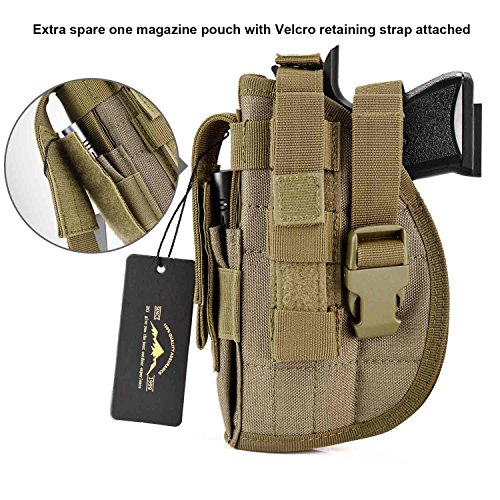 DYJ Left Hand Tactical Pistol/Gun Holster with Magazine Pouch/Pocket for S&W M&P Shield Glock 26 27 29 30 33 42 43(Coyote Brown-Left Hand)