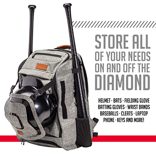 image for Franklin Sports MLB Traveler Plus Baseball Backpack - Baseball Bag or 