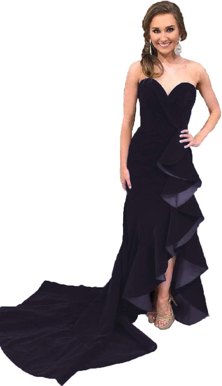 ruffled evening dress