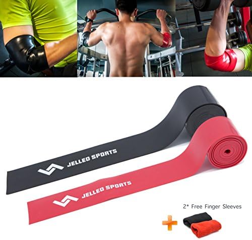 Jelleo Compression Bands - Tack and Floss Bands for Muscles Relieve & Recovery - Warming up, Improving Mobility, Enhancing Circulation & Reducing Soreness (2 Pack, Finger Protector Sleeve as Gift)