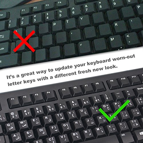 [2PCS PACK] FORITO Arabic Keyboard Stickers, Arabic Keyboard Stickers Black Background with White Lettering for Computer (Arabic)