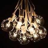 25 Foot G50 Patio Globe String Lights with Clear Bulbs for Outdoor String Lighting (White Wire)