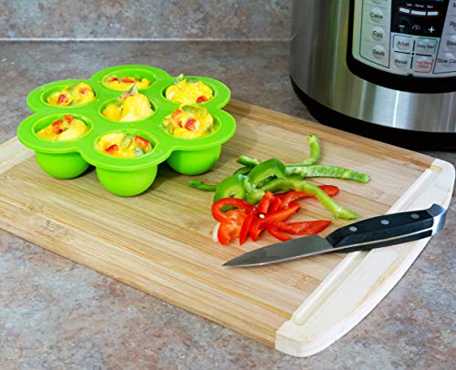 2 Silicone mold egg bites and steamer rack with handles | 6 & 8 qt instant pot & pressure cooker accessory | Reusable food storage & freezer tray with lid | 2 sets, 2 lids, 1 spoon, free e-cookbook