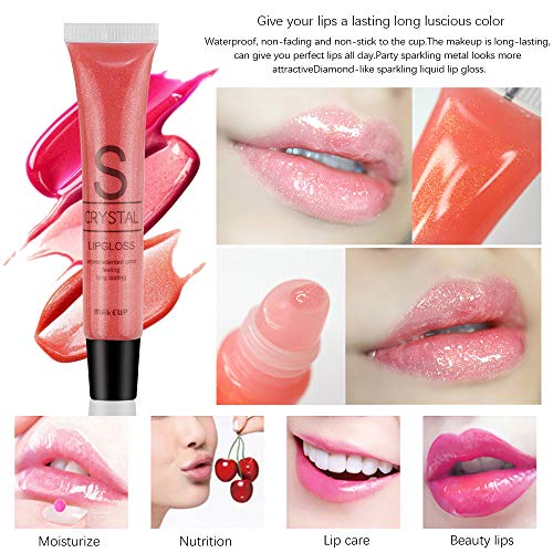 Ownest 6 Colors Glitter Liquid Lipstick Set, Shimmer Lip Gloss Set, Diamond Shinning Metallic Lipstick Waterproof Long Lasting Moisturizing Lip Gloss Face Eye Glow Makeup Kit(B) - Thumbnail 2