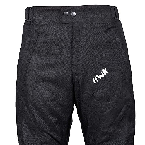 HWK Mens Black Textile Breathable Waterproof CE Armoured Motorbike Overpants Motorcycle Trousers/Pants - 1 year Guarantee ...