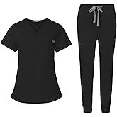 Scrubspro Women's Scrub Set, V-Neck Top with Jogger Pants
