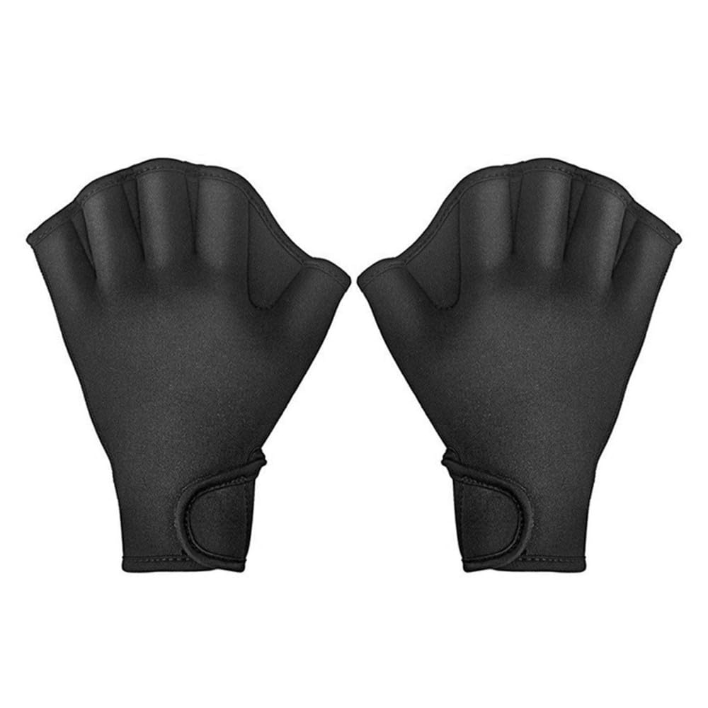 MiOYOOW Aquatic Gloves, Swimming Training Hand Paddles, Surfing Sports Hand Fins with Adjustable Straps for Swimming Women Men Adults