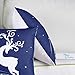 CaliTime Pack of 2 Soft Canvas Throw Pillow Covers Cases for Couch Sofa Home Decoration Christmas Holiday Reindeer Jump with Stars Print 18 X 18 Inches Navy Blue