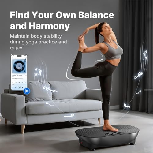 MERACH Vibration Plate Exercise Machine, Vibration Plate lymphatic Drainage Muscle Activation, Vibrating Plate Full Body Equipment with LED Touch Screen Bluetooth Pull Cord