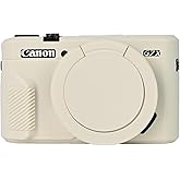 Easy Hood G7X Mark II Case, Protective Case for Canon Powershot G7X Mark II Digital Camera, Removable Lens Cover Silicone Sleeve Soft Camera Cover Rubber Protective Body Skin- Beige
