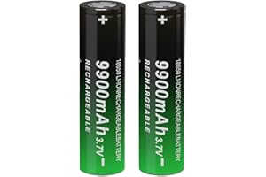 CPZZ 3.7V 18650 Rechargeable Battery, 9900mAh 3.7 Volt Lithium for Doorbells, Headlamps, Flashlights & More (2 PCS, Flat Top), 240313XH0313