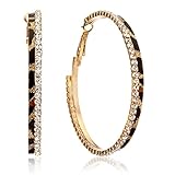 Gemini Women Fashion Leopard Print Crystal Big Round Hoop Earrings Gm148